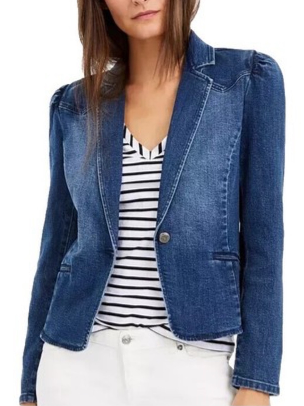 Inc. International Concepts Blue Denim Blazer Jacket
